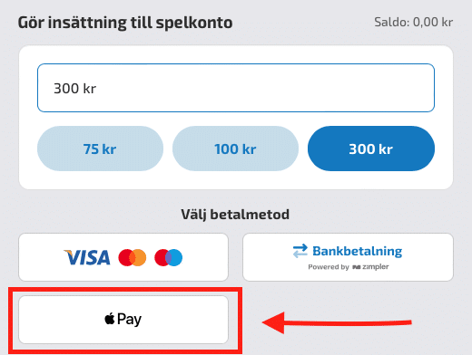 Spela Apple Pay Casino - Gör insättning till spelkonto