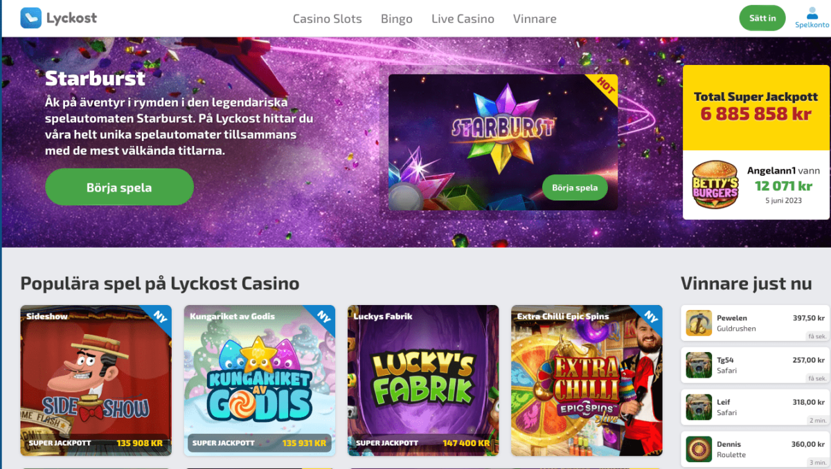 Lyckost casino startsida