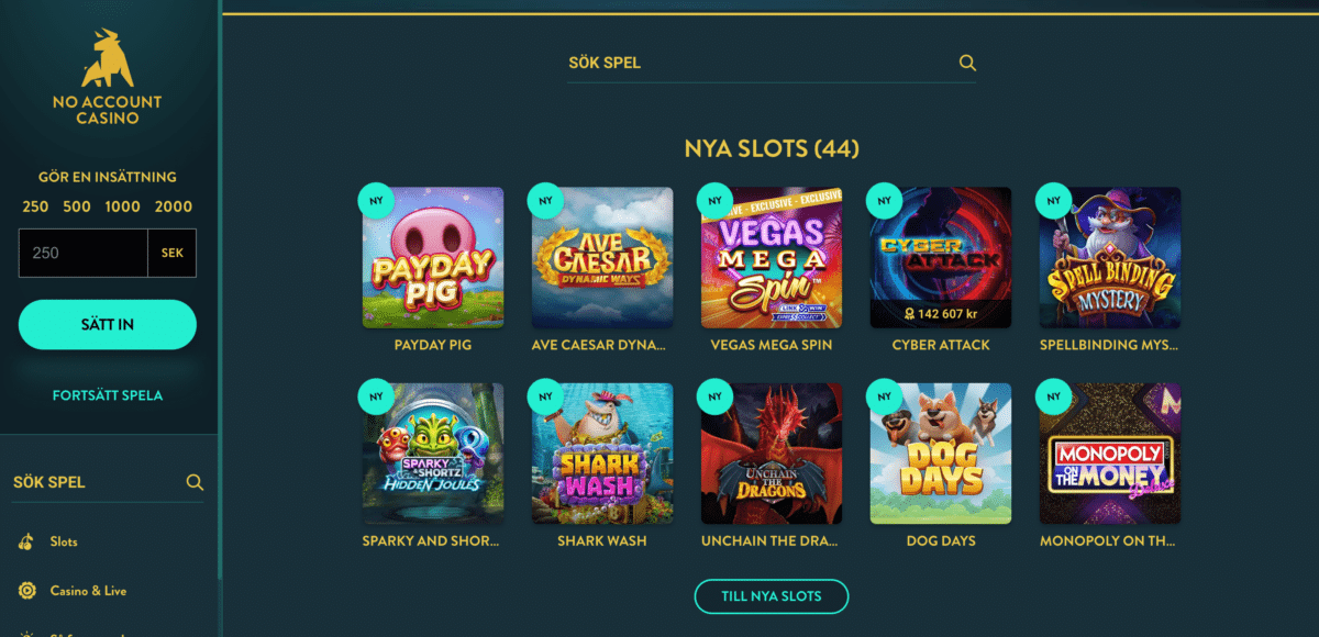 no account casino spela utan bonus