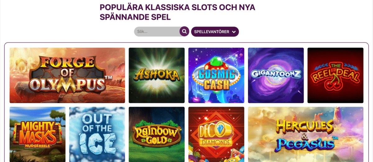 Slotsutbudet hos Slotsmagic