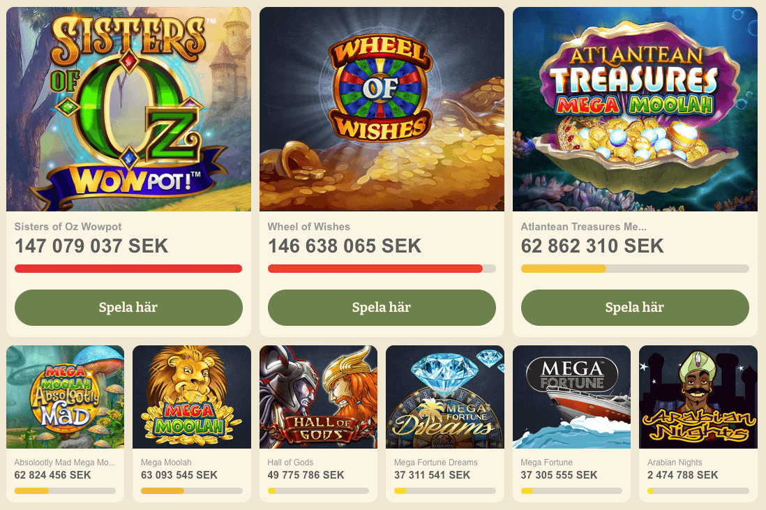 spelutbud jackpottmätaren casinostugan