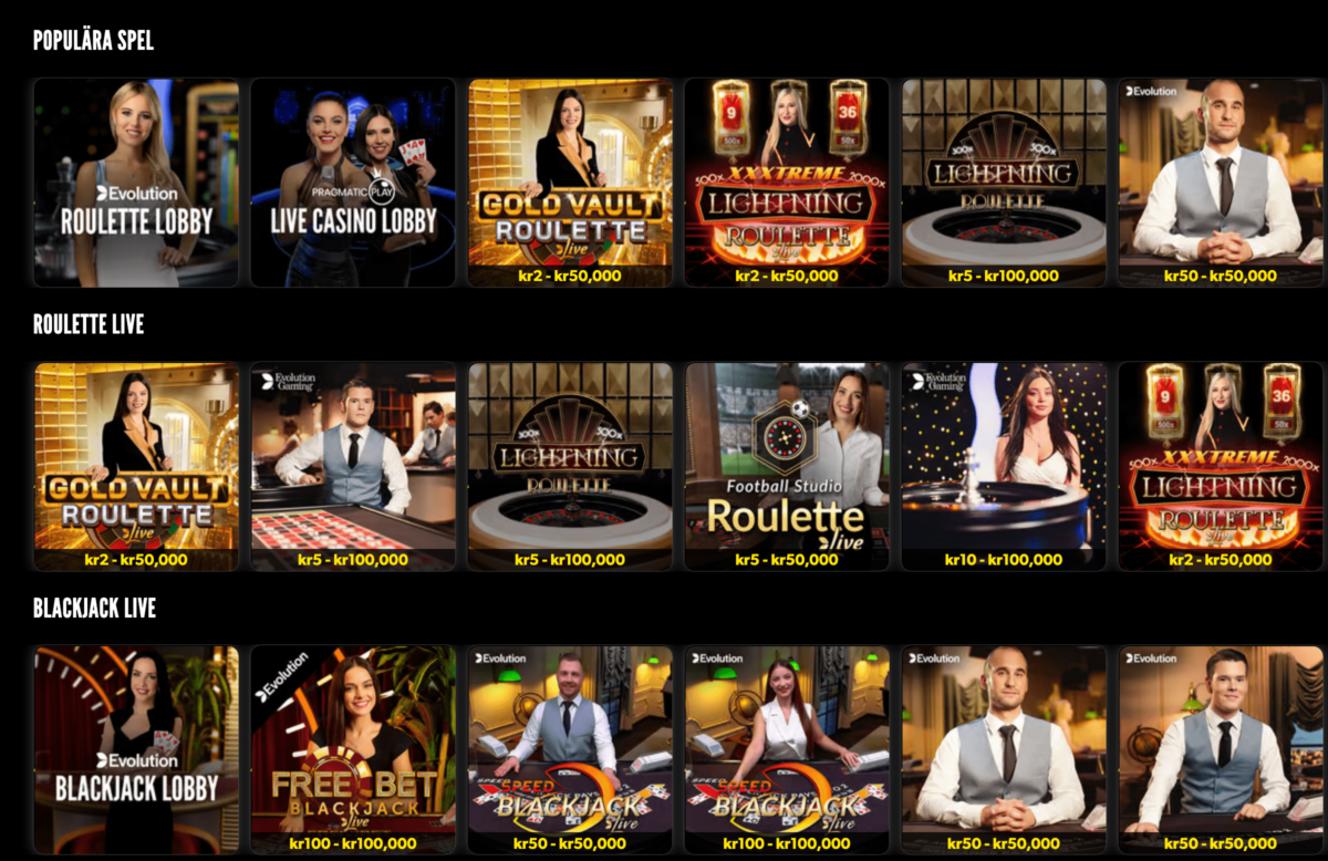 Live Casino spelutbudet hos rizk casino