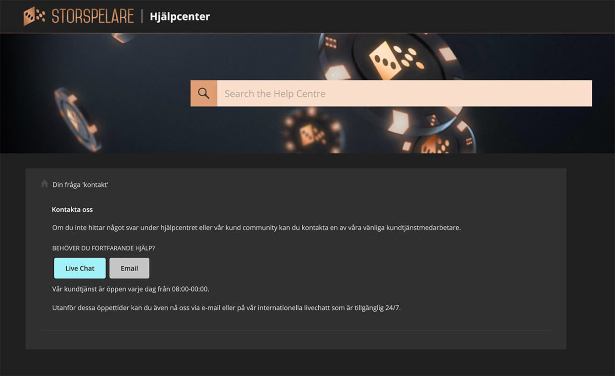 storspelare hjälpcenter recension