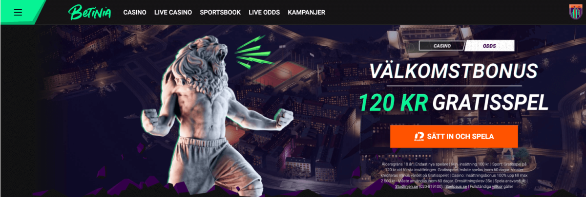 valkomstbonus odds betinia